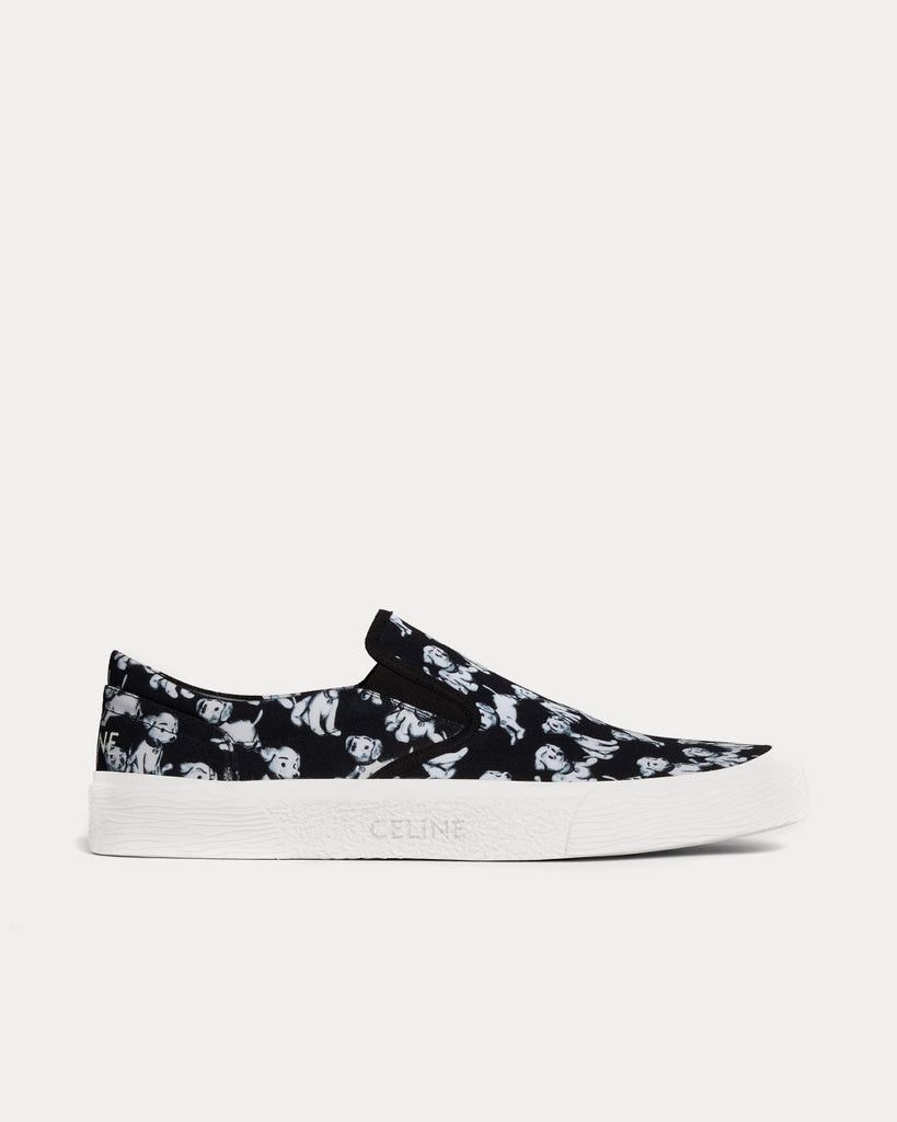 image of Celine Elliott 'brain On 2020' Printed Canvas Slip On Trainers Shoes in Black, Men's (Size 7)