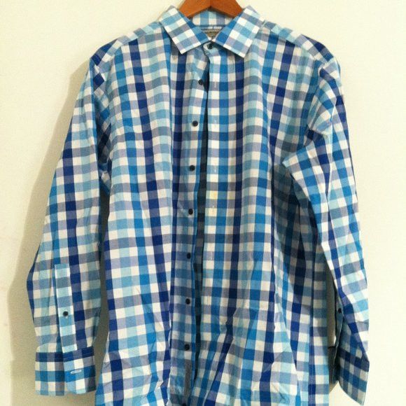 Murano MURANO MENS TURQUOISE COTTON DRESS SHIRT SIZE: 16.5-33 Size US L / EU 52-54 / 3 - 3 Thumbnail