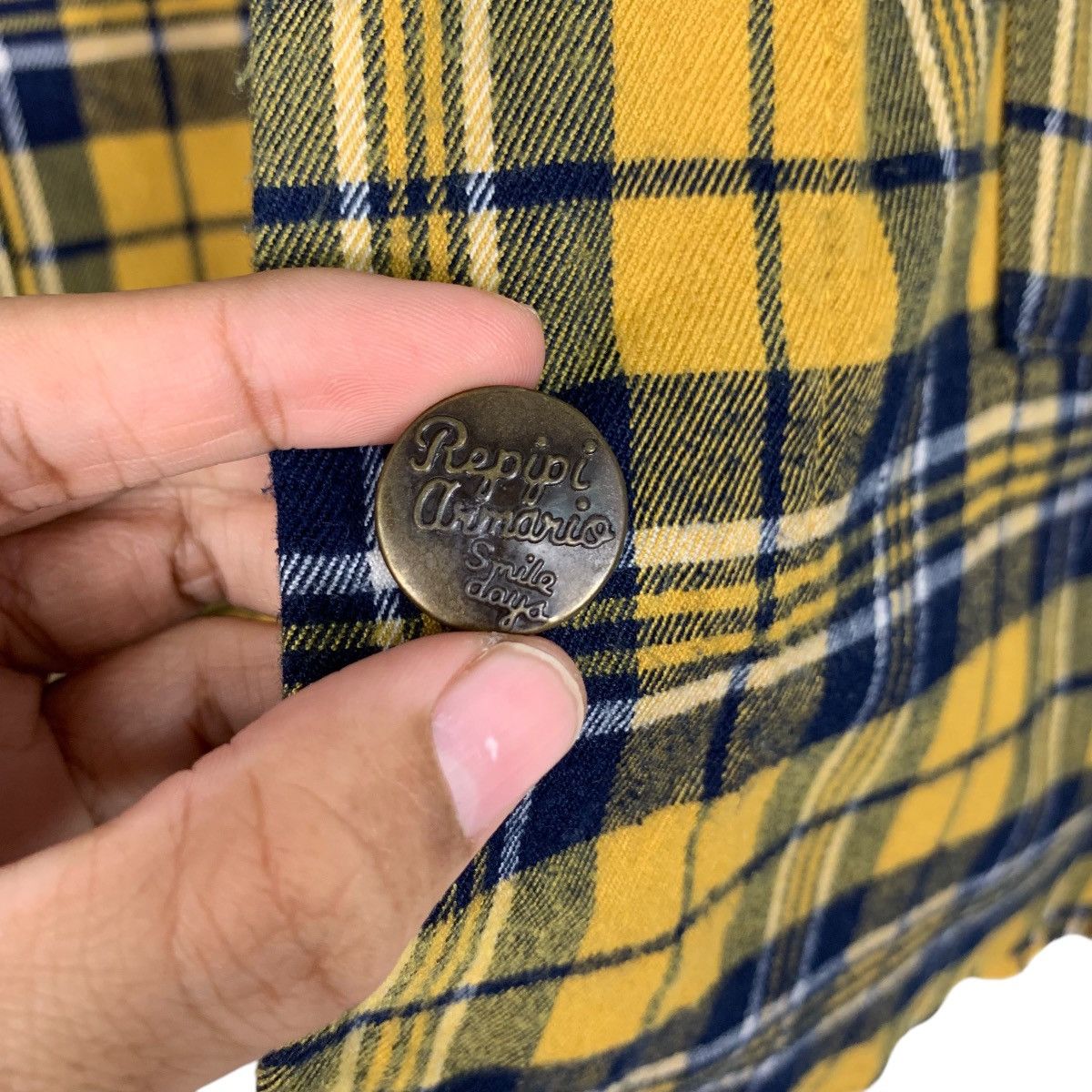 Japanese Brand REPIPI ARMARIO Yellow Check Crop Flannel Jacket #2600-C117 Size M / US 6-8 / IT 42-44 - 14 Thumbnail