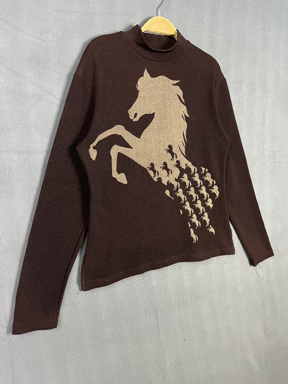Japanese Brand × Vintage Horse Art Design Turtleneck Stretchable Sweater Size S / US 4 / IT 40 - 3 Thumbnail