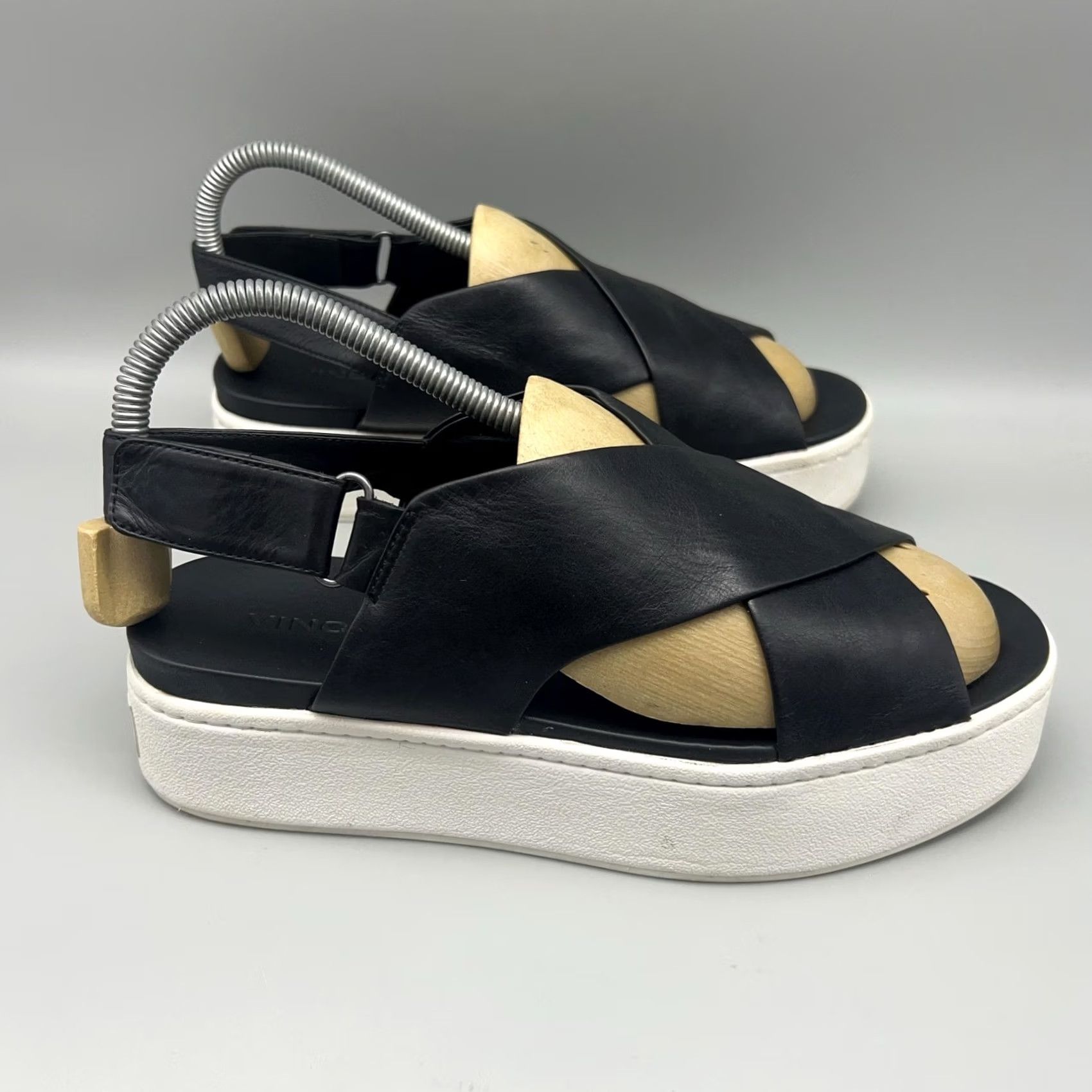 Vince Vince Sandals Womens Size 6 Black Leather Platform Slingback Crisscross Luxury Size US 6 / IT 36 - 6 Thumbnail