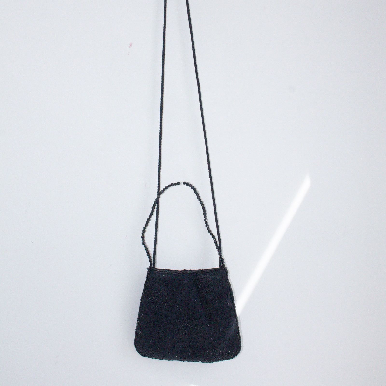 Vintage Y2K Beaded Satin Handbag with Top Handle Black Size ONE SIZE - 4 Thumbnail