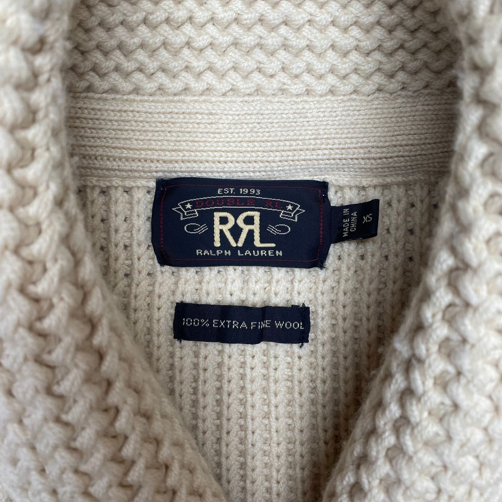 RRL Ralph Lauren RRL Double RL Wool Shawl Collar Chunky Knit Cardigan XS Size US XS / EU 42 / 0 - 4 Thumbnail