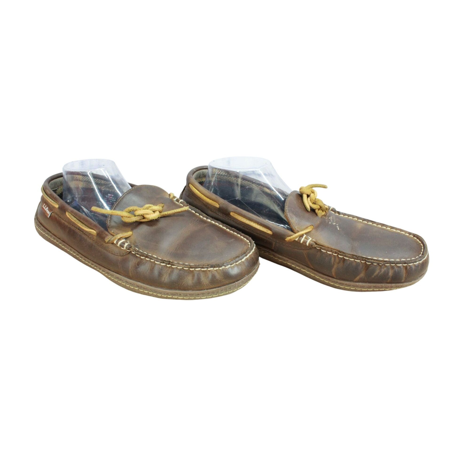 Flannel × L.L. Bean × Leather LL Bean Men's Handsewn Slippers Flannel Lined Leather Brown Size US 10 / EU 43 - 3 Thumbnail