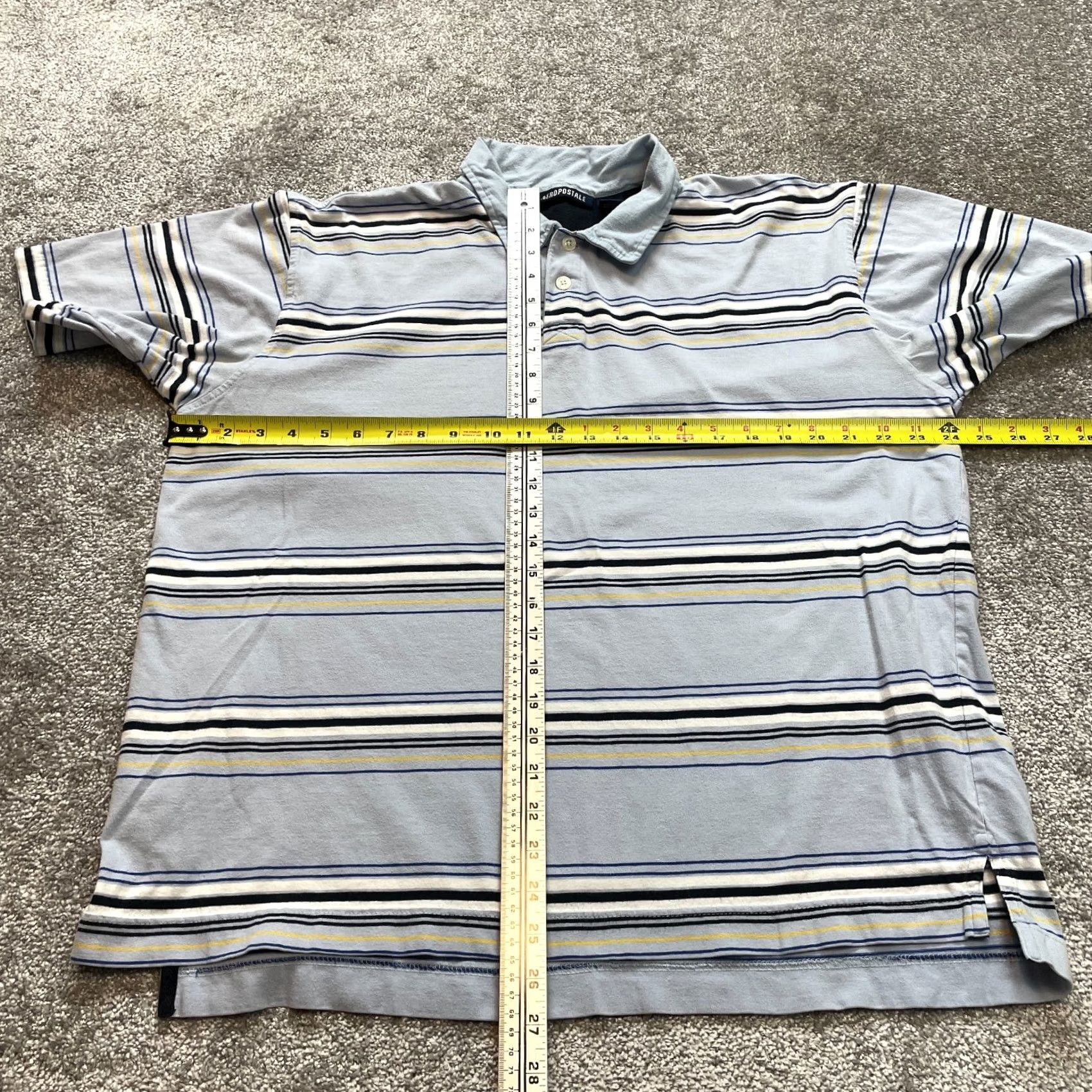 Vintage Aéropostale Polo Shirt Mens Large Light Blue Striped Golf Preppy Cotton Shirt Short Sleeve Polo/Navy Blue Mens Regular Fit Size US L / EU 52-54 / 3 - 5 Thumbnail