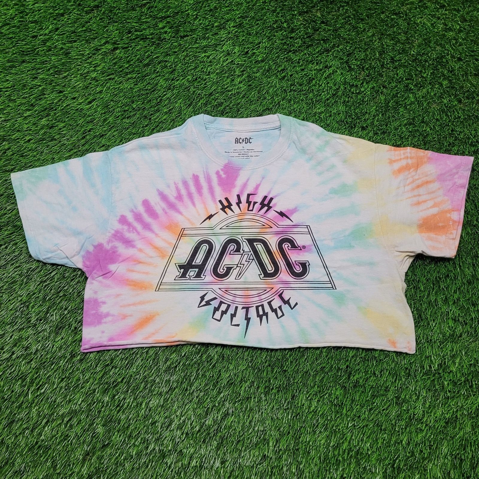 Other AC/DC High Voltage Pastel Tie-Dye Super Cropped Tee Womens L Size L / US 10 / IT 46 - 1 Thumbnail