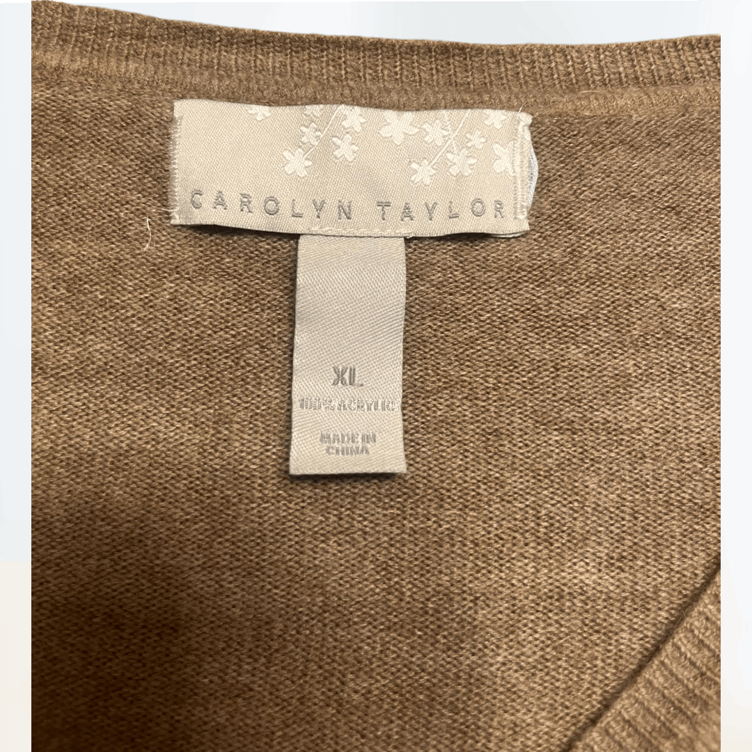Other Carolyn Taylor brown cardigan embroidered flowers XL. Size XL / US 12-14 / IT 48-50 - 5 Thumbnail