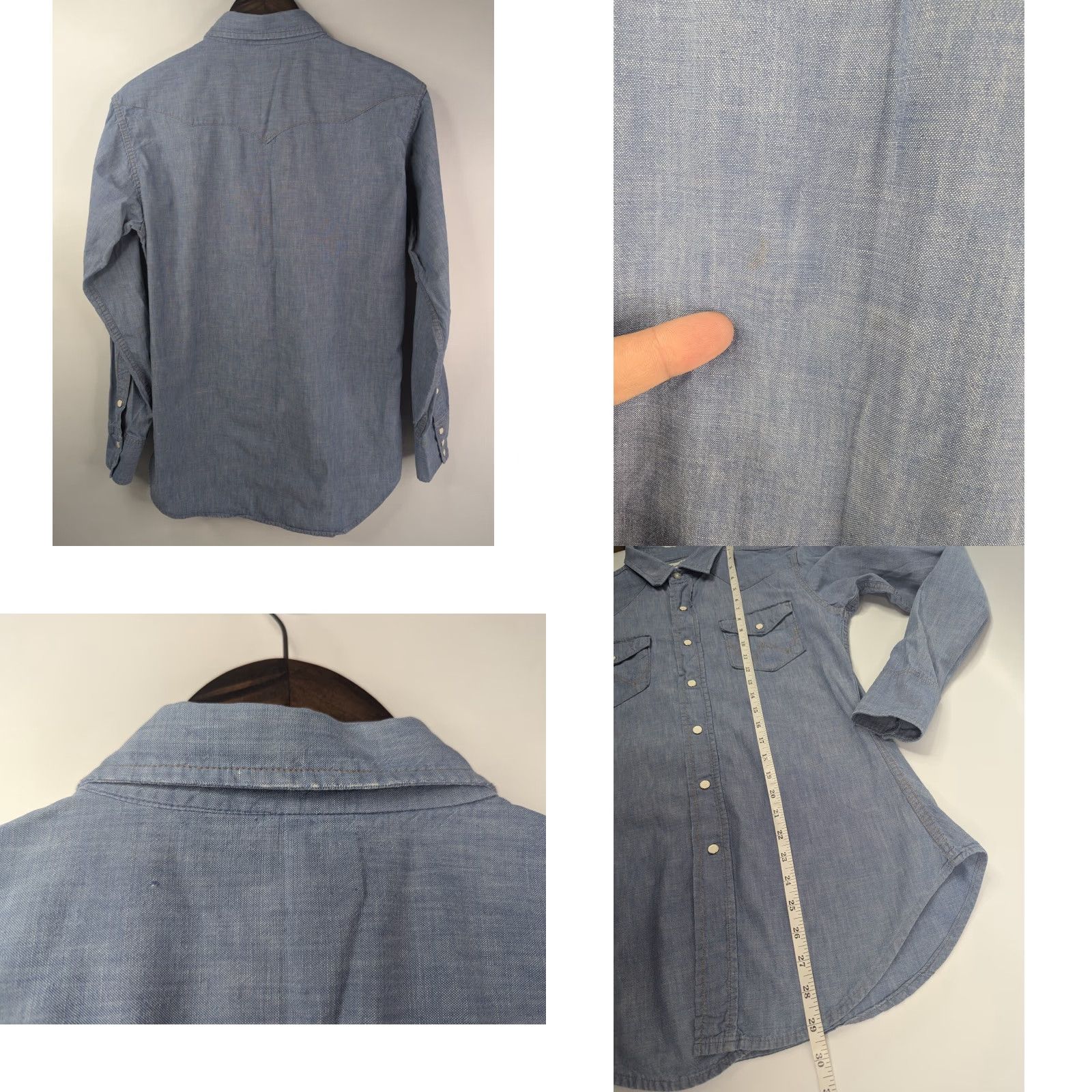 Wrangler VINTAGE Wrangler Chambray Denim Western Shirt Sanforized Snap Button 15.5 33 Blue Cotton Men Regular Size 15.5 XS-? Size US L / EU 52-54 / 3 - 8 Thumbnail
