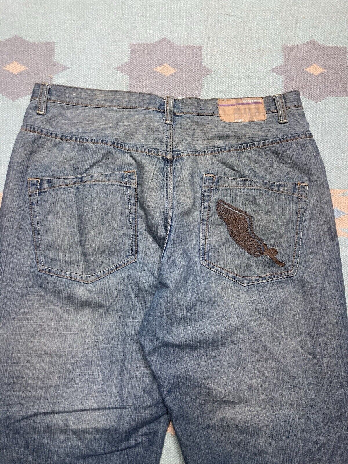 Rocawear × Vintage Vtg y2k baggy jeans rocawear wide skater embroidered 38x33 Size US 38 / EU 54 - 3 Thumbnail