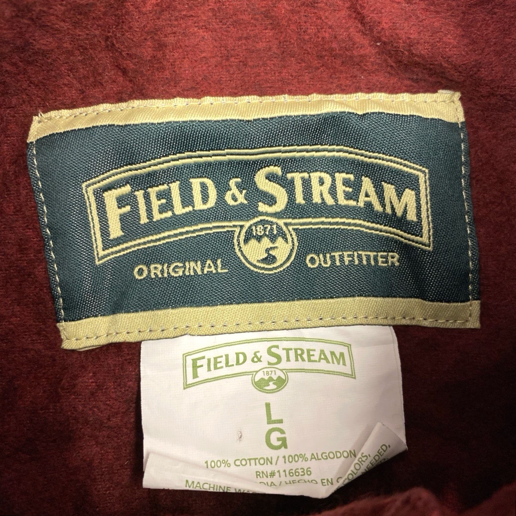 CLOT VINTAGE Field & Stream Chamois Cloth Shirt Long Sleeve Button Up 90s Red Size L Mens Size US L / EU 52-54 / 3 - 2 Thumbnail