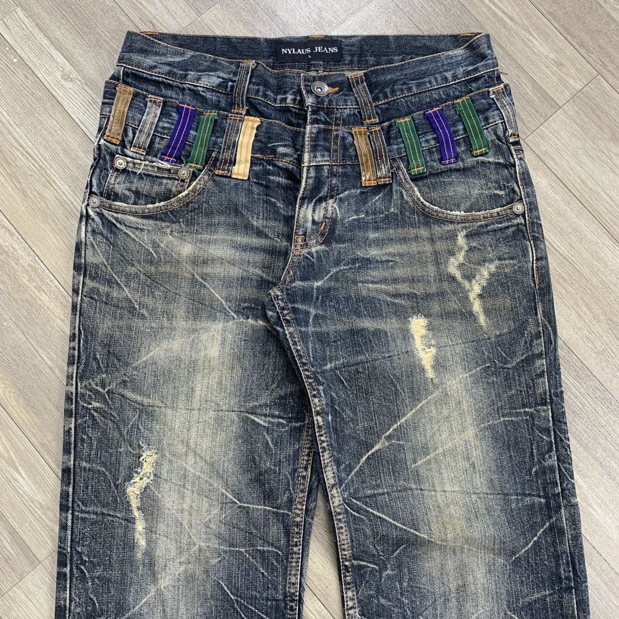 Japanese Brand × Le Grande Bleu (L.G.B.) LGB Style💥Nylaus Double Waist Distressed Denim Pants Size US 32 / EU 48 - 3 Thumbnail