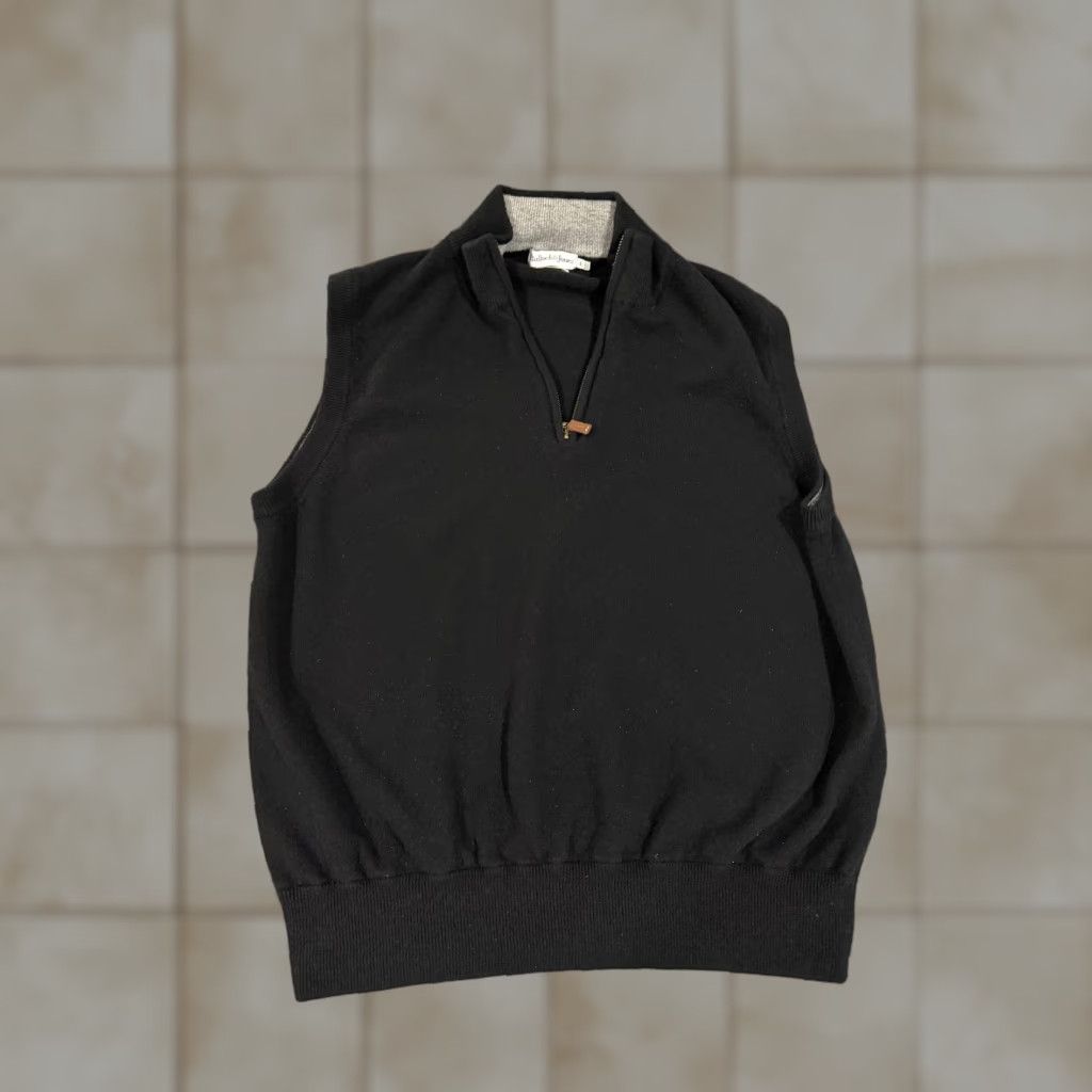 Vintage Bullock & Jones Sweater Vest Mens Large Black Mock Neck 1/4 Zip Wool Blend Size US L / EU 52-54 / 3 - 1 Thumbnail
