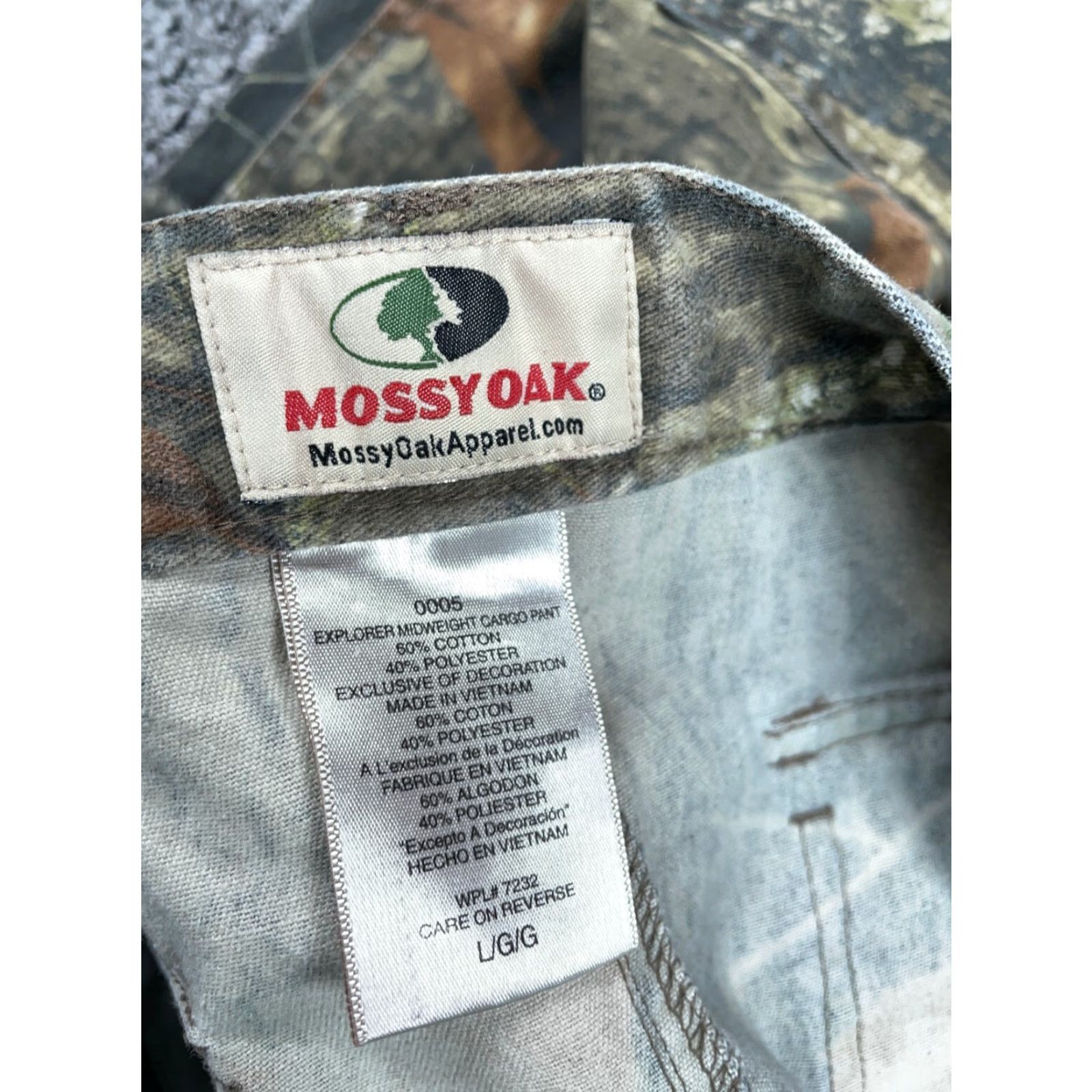 Vintage VTG Mossy Oak Camouflage Cargo Pants Men's Large Green Breakup Camo Adjustable Cotton Blend Polyester Cotton Mossy Oak Size US 37 - 3 Thumbnail