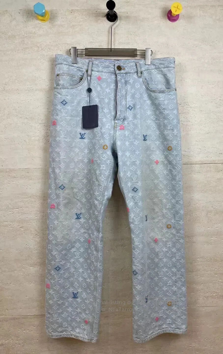 Louis Vuitton Louis Vuitton Tyler Collaboration Colorful Logo Jeans. Size US 33 - 1 Thumbnail