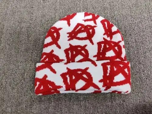 Other Anarchy A Letter Symbol Graphic Cuffed Beanie Hat White Size ONE SIZE - 2 Thumbnail