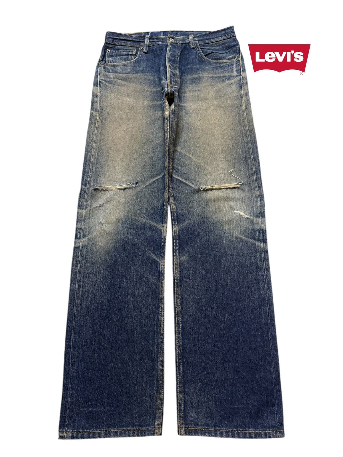 Levi's Vintage Clothing Vintage Y2K Levis 501 Blue Faded Wash Distress Straight Leg Size US 32 / EU 48 - 1 Thumbnail