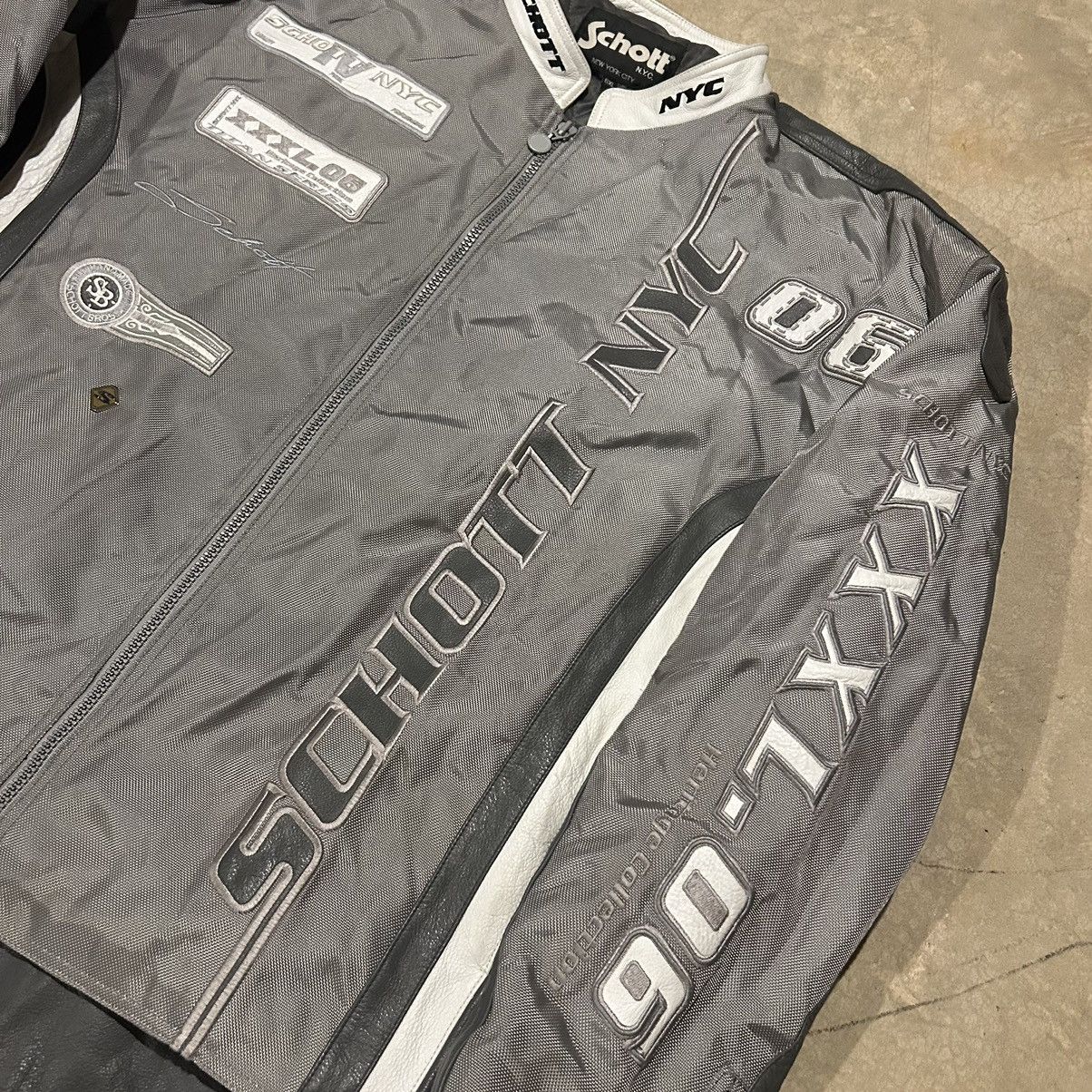 Schott × Vintage Crazy Vintage Y2K Schott NYC Oversized Racer Leather Jacket Size US XXL / EU 58 / 5 - 3 Thumbnail