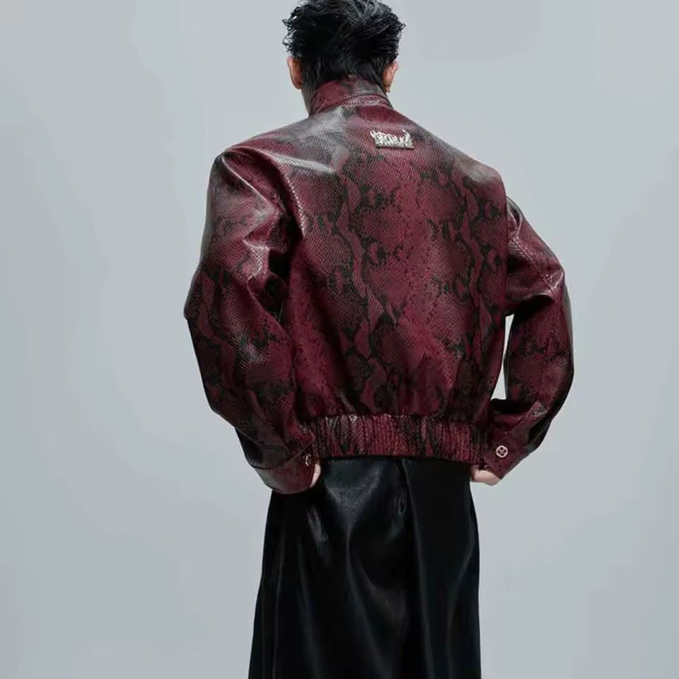 Leather Streetwear Python Texture PU Leather Loose Jacket Size US XL / EU 56 / 4 - 10 Thumbnail