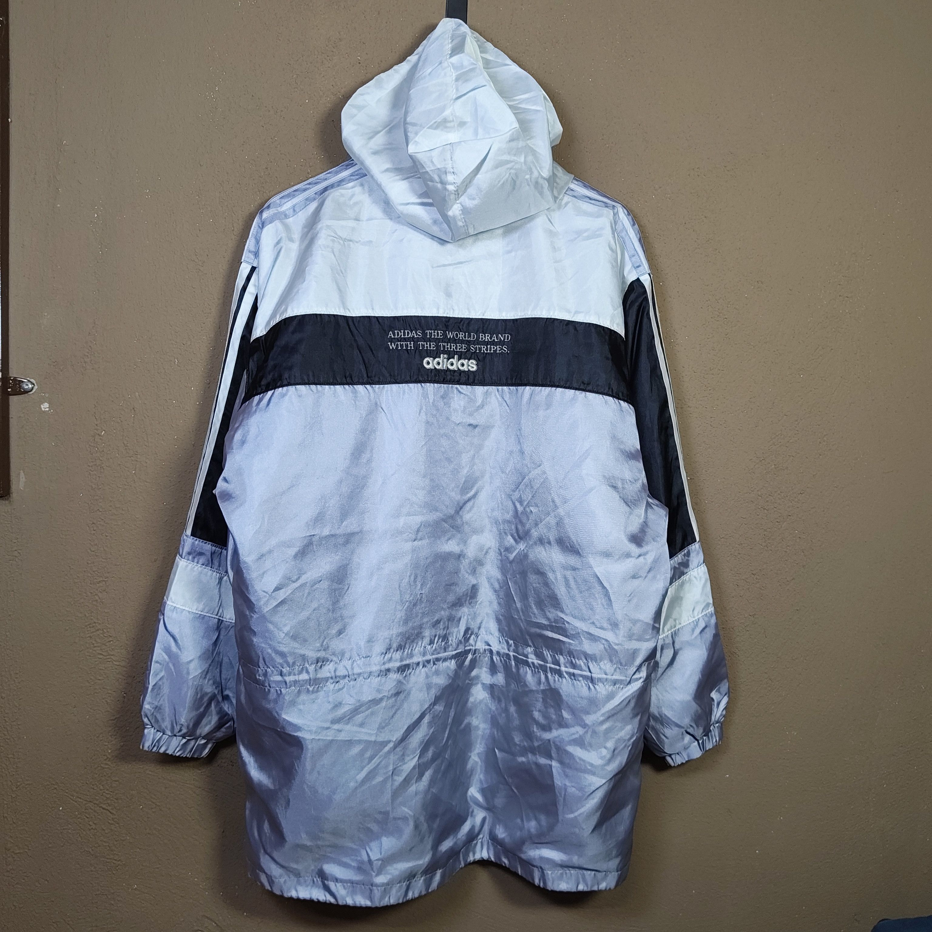Adidas Vintage 90s ADIDAS Spellout Hooded Windbreaker Size US L / EU 52-54 / 3 - 2 Thumbnail
