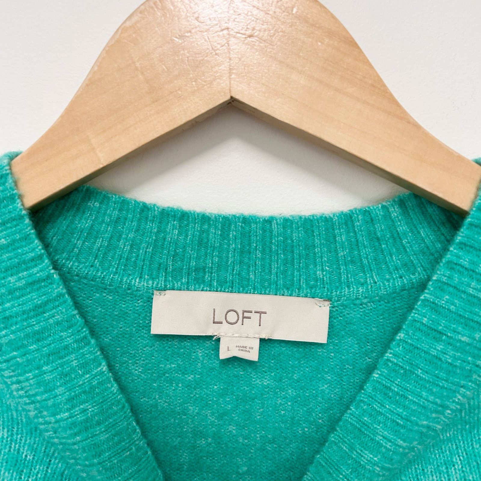 Loft Loft Green Wool Blend Sweater Sz L Size L / US 10 / IT 46 - 2 Thumbnail