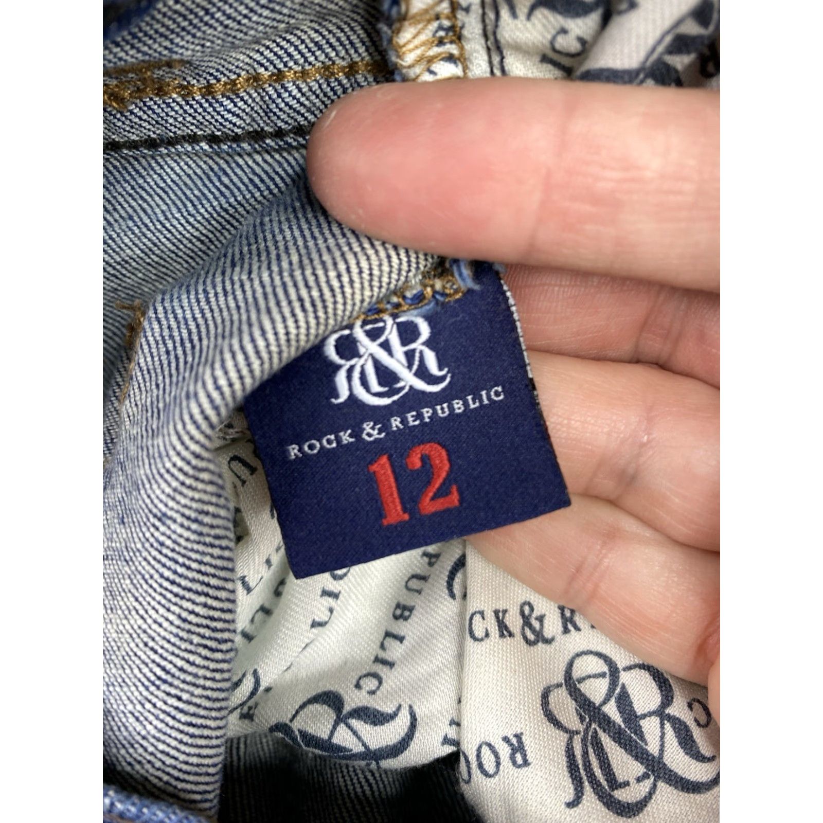 Vintage Rock & Republic Jeans 12 Blue Kasandra Bootcut 5-Pocket Distressed Denim Women’s XL-Size Size 32" / US 10 / IT 46 - 7 Thumbnail