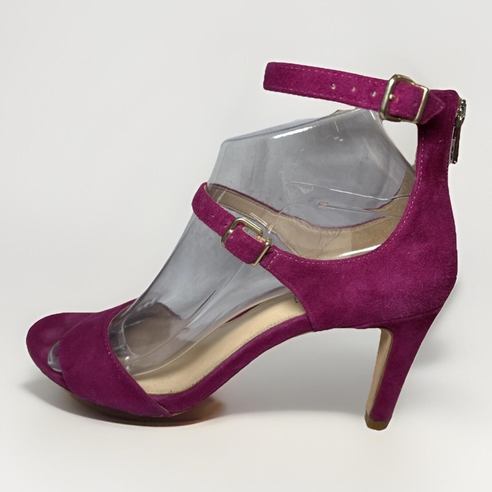 Other Antonio Melani 3" Heels Fuchsia Zipper Suede Double Strap Size US 9 / IT 39 - 1 Thumbnail
