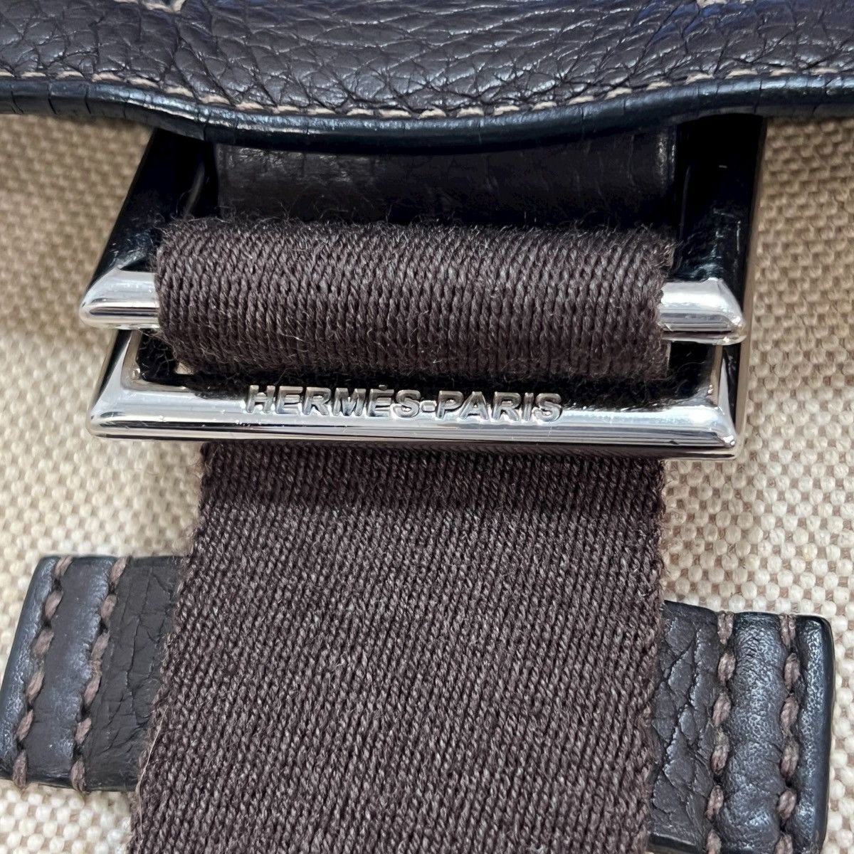 Hermes HERMÈS Tibet Vertical Shoulder Bag Toile H Beige × Brown Size ONE SIZE - 3 Thumbnail