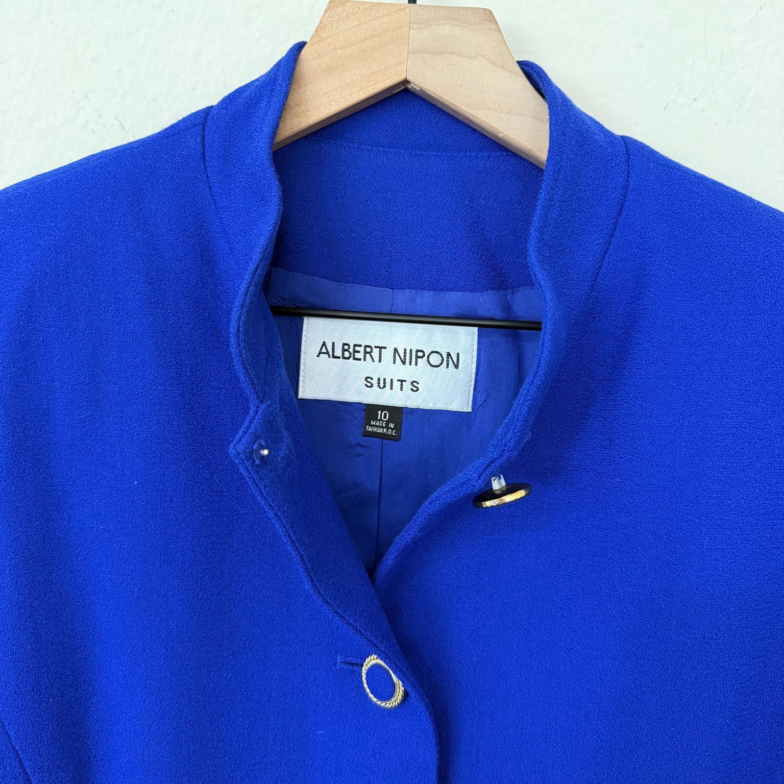 Albert Nipon Albert Nipon Suite Jacket and Skirt Women's 10 Blue Wool Size L / US 10 / IT 46 - 2 Thumbnail