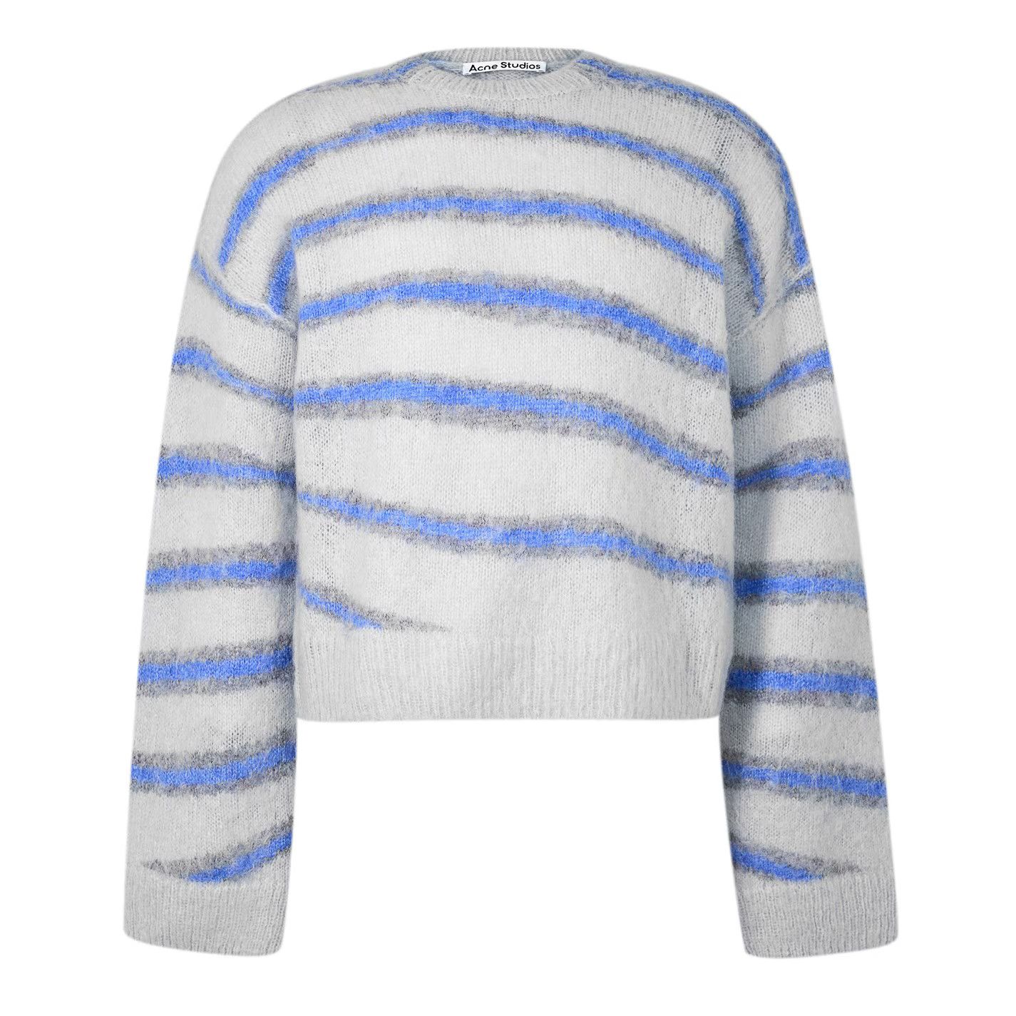 Acne Studios o1g2r1mq0825 Striped Mohair Jumper in Grey/Blue Size US L / EU 52-54 / 3 - 1 Thumbnail