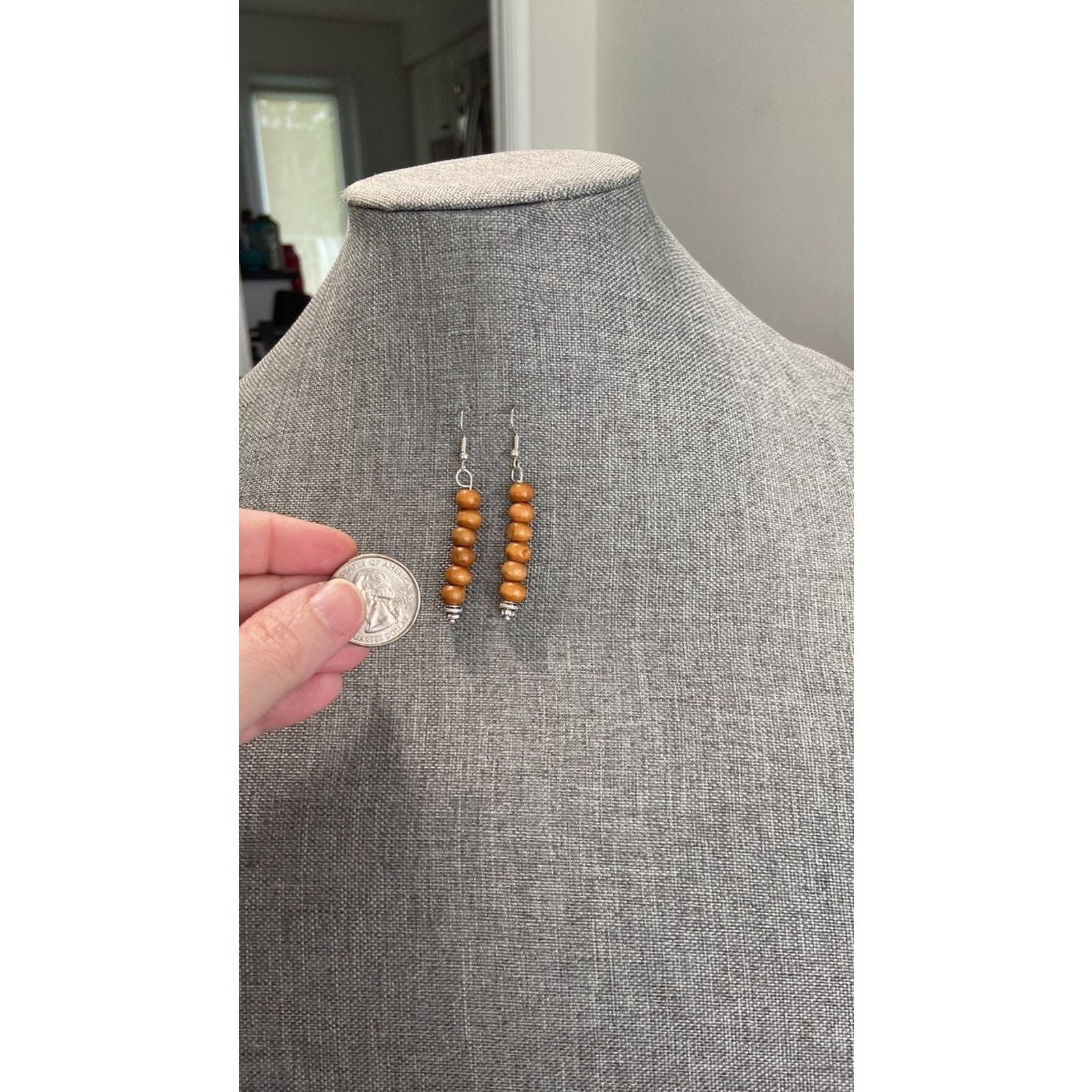 Handmade wood bead earrings Size ONE SIZE - 2 Thumbnail