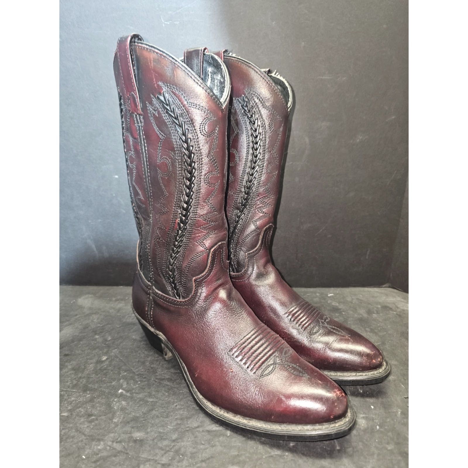 Vintage VINTAGE Abilene Cherry Leather Cowboy Western Boots Men’s Size 8.5 Style 6441-D - Cherry - Boots - Western - Leather - Men - Vintage 6441-D Size US 8 / EU 41 - 5 Thumbnail