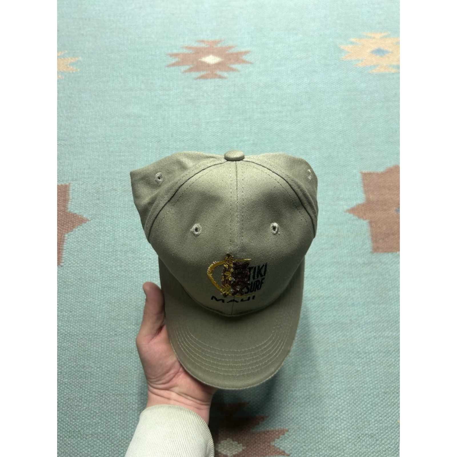 Vintage VINTAGE Ocean Baseball Cap Men Adjustable Beige Maui Hawaii Tiki Surf Beach Ocean Cap Hats Mens Size ONE SIZE - 3 Thumbnail