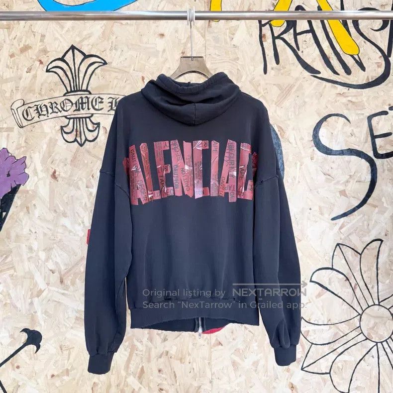 Balenciaga Balenciaga Distressed Zipper Hooded Jacket Size US S / EU 44-46 / 1 - 5 Thumbnail