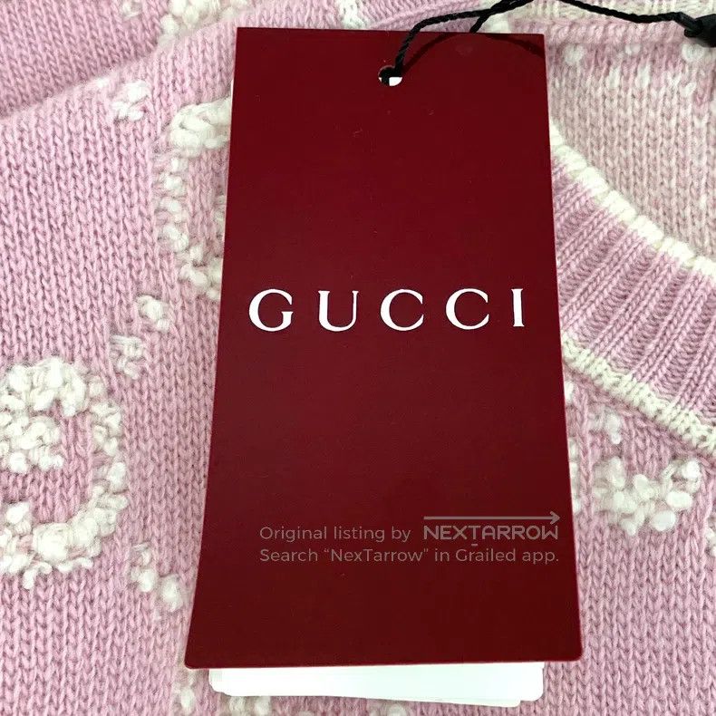 Gucci Gucci Pink logo jacquard full-print wool round neck single Size L / US 10 / IT 46 - 6 Thumbnail