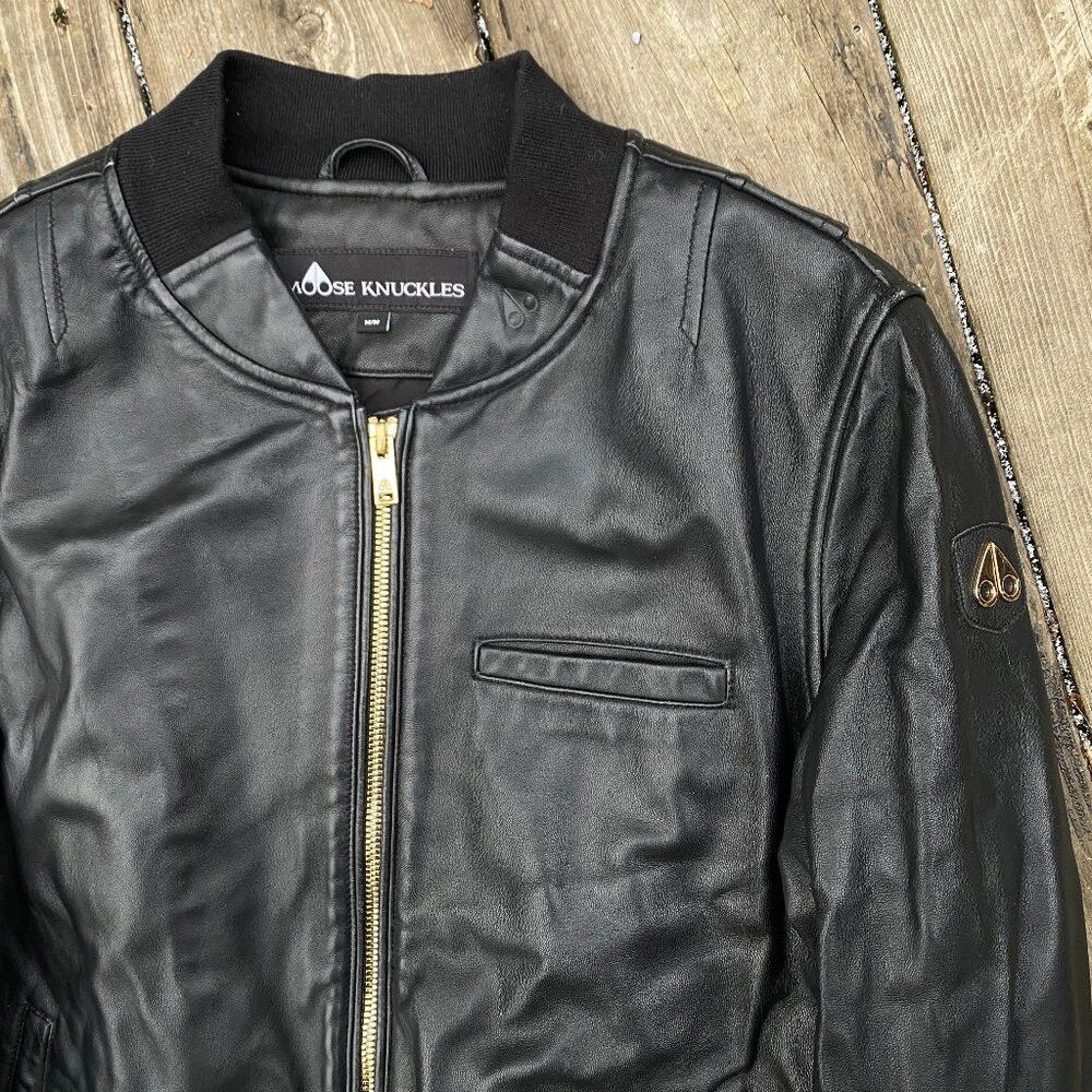 Moose Knuckles Moose Knuckles Leather Biker Jacket Black Medium Designer M Size US XS / EU 42 / 0 - 1 Thumbnail
