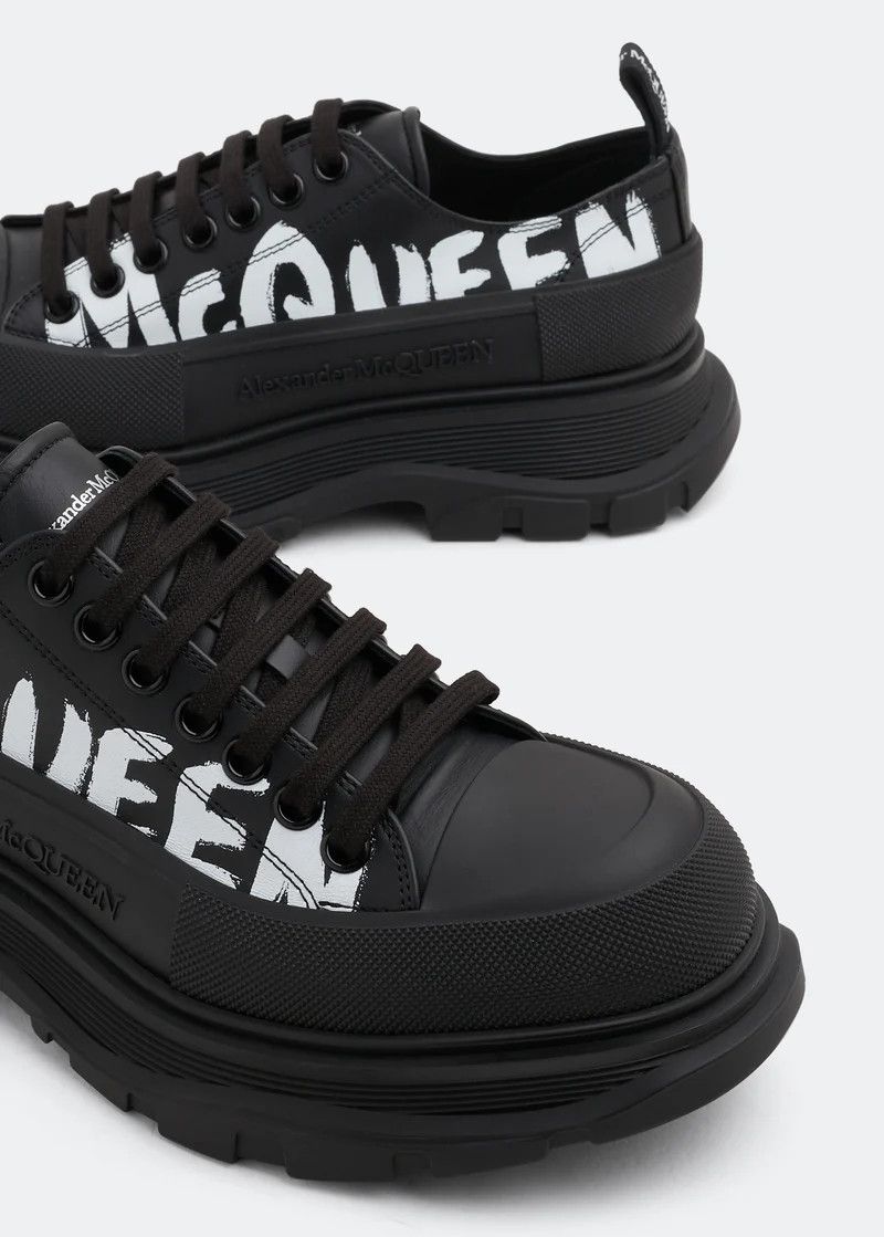 Alexander McQueen o1w1db10725 Graffiti Tread Slick Lace Up in Black Size US 6.5 / EU 39-40 - 3 Thumbnail