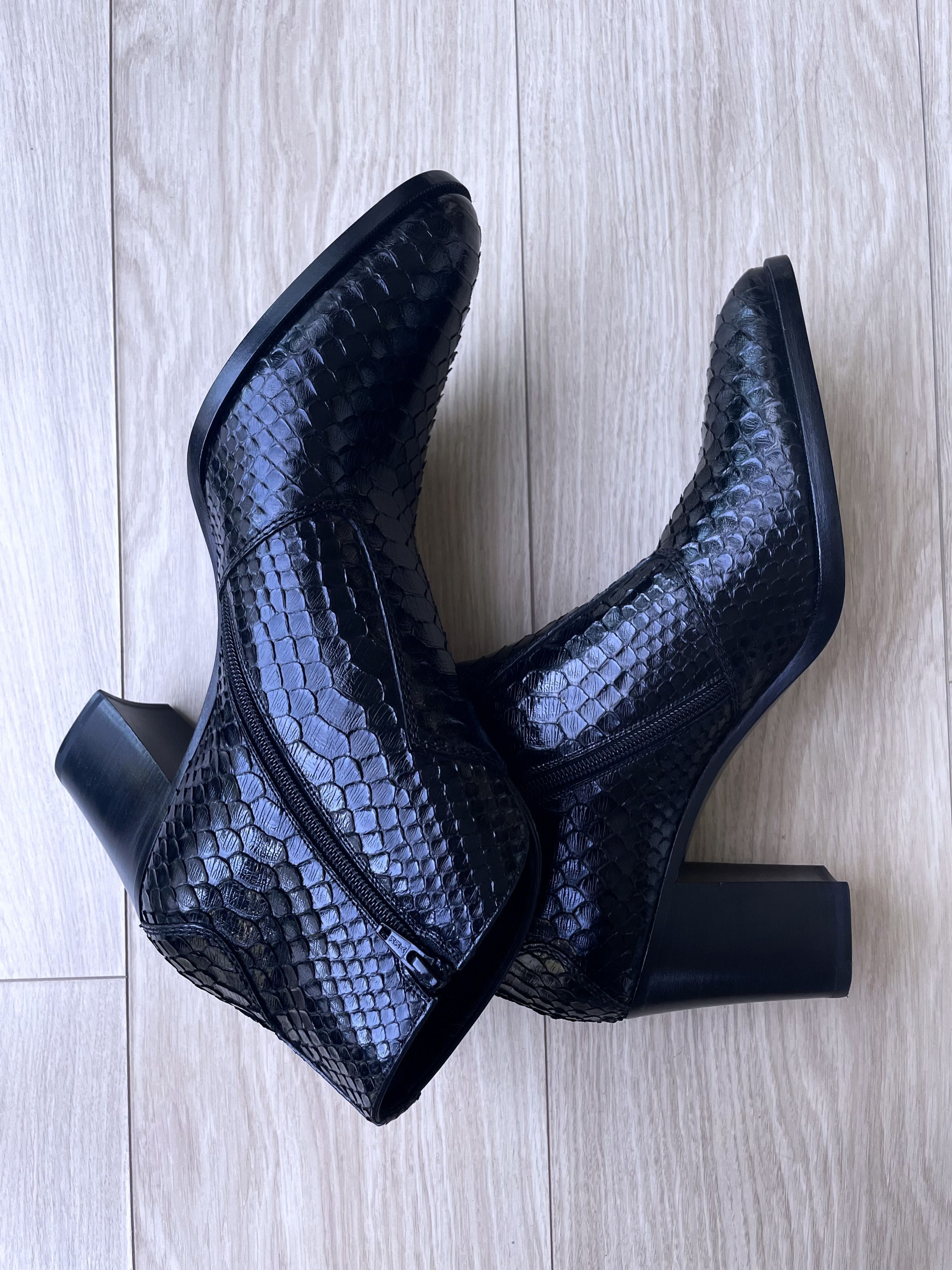 Celine × Hedi Slimane *GRAIL* AW20 BRAND NEW SHINY PYTHON LEATHER PAGES BOOTS Size US 12 / EU 45 - 7 Thumbnail