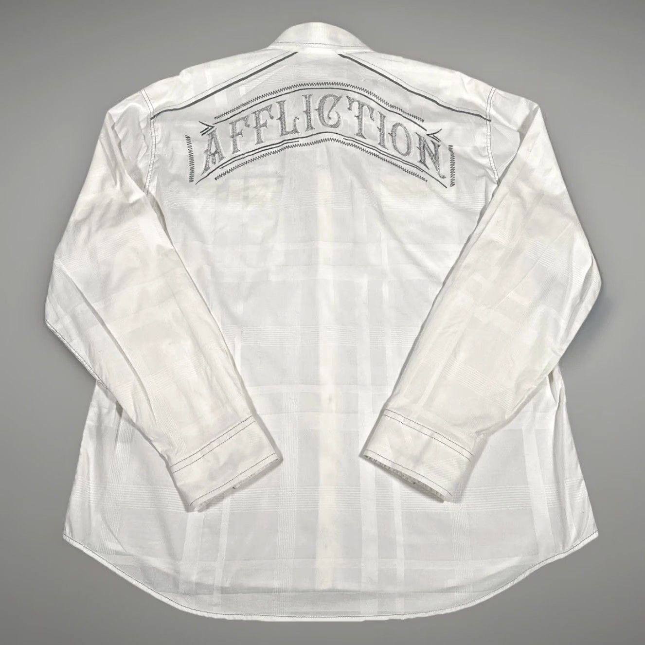 Affliction Affliction Shirt 2XL White Long Sleeve Western Buckle Exclusive Reflective Mens Size US XXL / EU 58 / 5 - 2 Thumbnail