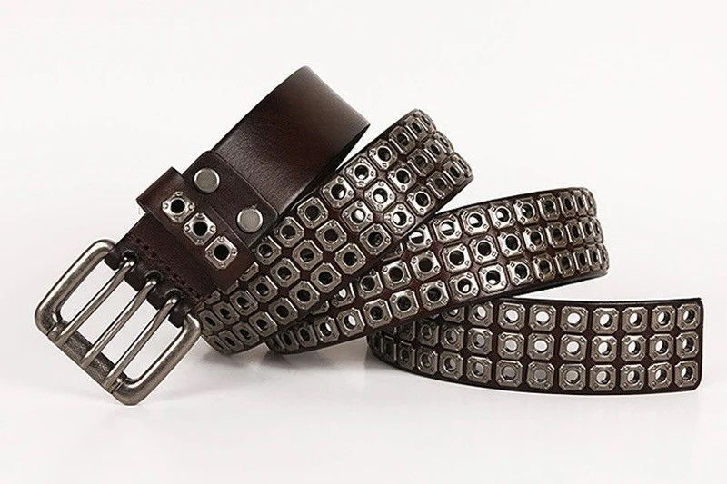 Leather × Vintage Heavy Metal Cowboy Punk Belt Size ONE SIZE - 2 Thumbnail