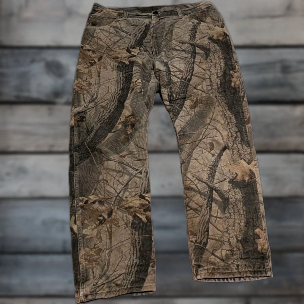 Wrangler VINTAGE Wrangler Rugged Wear Lined Camo Jeans Mens 36x31 RealTree Hardwoods Pants 5-Pocket Denim Wool? (remove inaccurate). Size US 36 / EU 52 - 1 Thumbnail