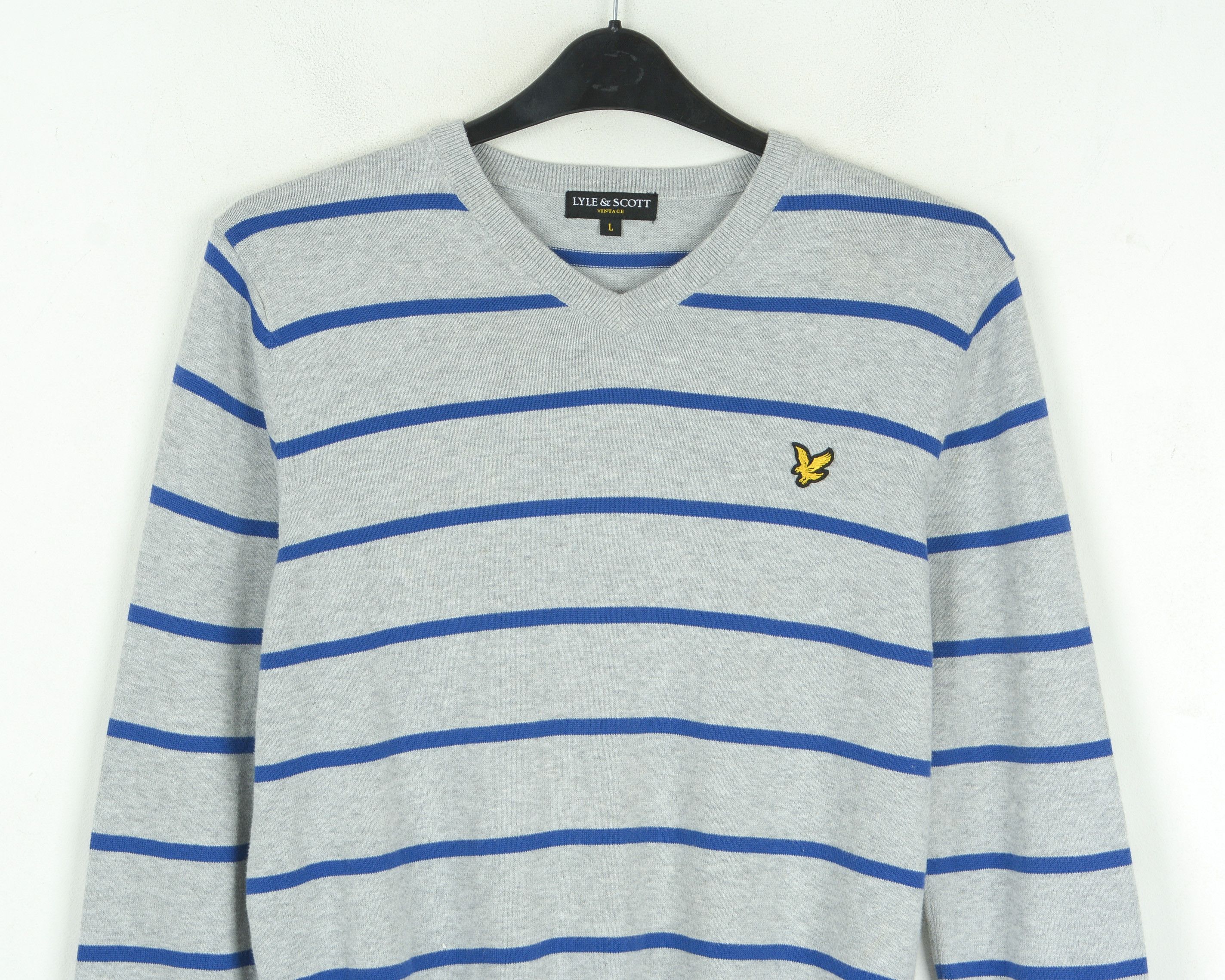Lyle & Scott Men Sweatshirt L Sweater Jumper Pullover V Neck Logo Cotton Size US L / EU 52-54 / 3 - 2 Thumbnail