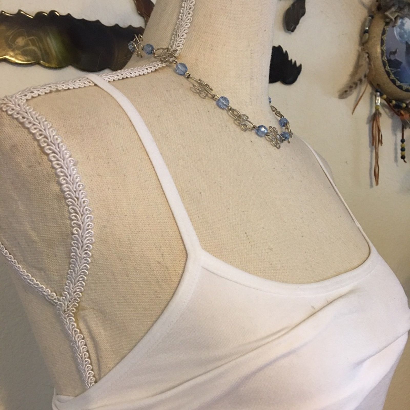 Jewelry Silver scroll design blue faceted bead necklace Size ONE SIZE - 2 Thumbnail