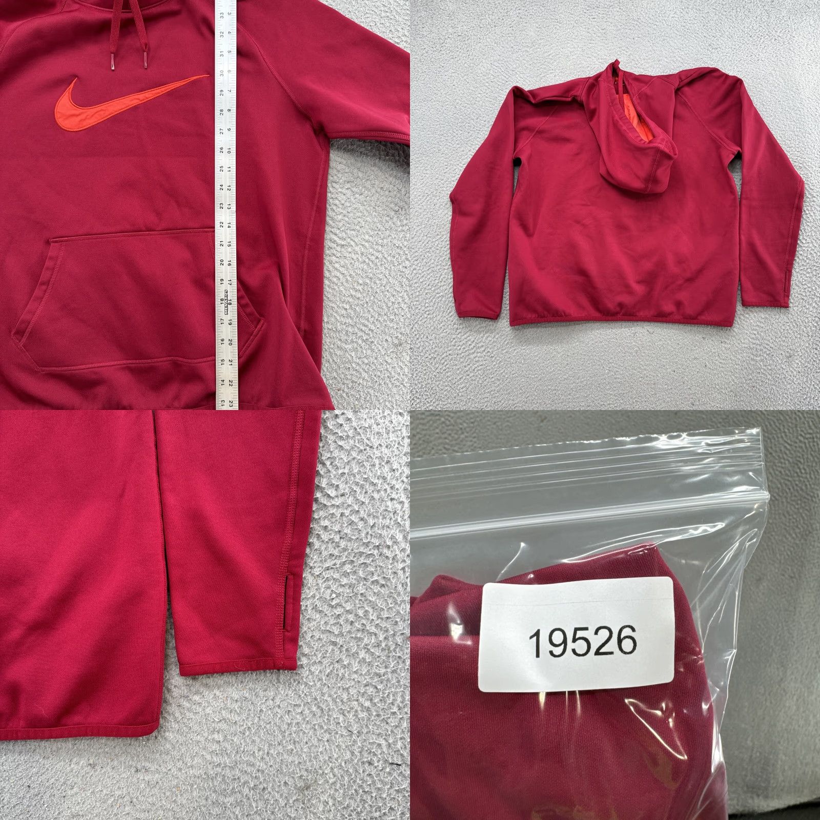 Nike VINTAGE Nike Dri Fit Pullover Thumb Hole Red Hoodie Womens SZ Large 803443-620 Swoosh Size L / US 10 / IT 46 - 8 Thumbnail