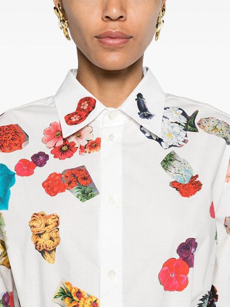 Marni oc11z0525 Shirt Dress With Floral Print in White Size XL / US 12-14 / IT 48-50 - 5 Thumbnail