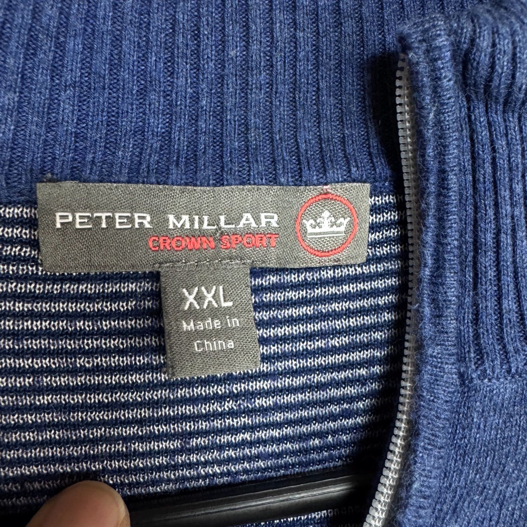 Peter Millar Peter Millar Crown Sport Sweater 1/4 Zip Blue Pullover Casual Golf Men's Sz 2XL Size US XXL / EU 58 / 5 - 2 Thumbnail