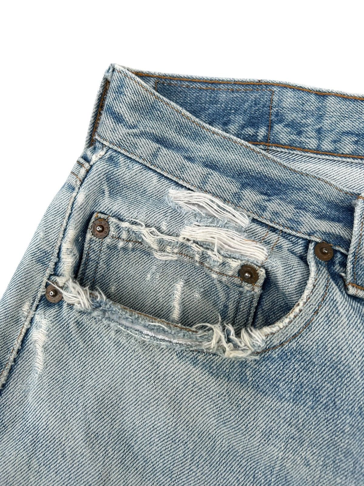 Levi's 80's THRASHED Levi's 524 Reconstructed Repair Denim Size US 34 / EU 50 - 8 Thumbnail
