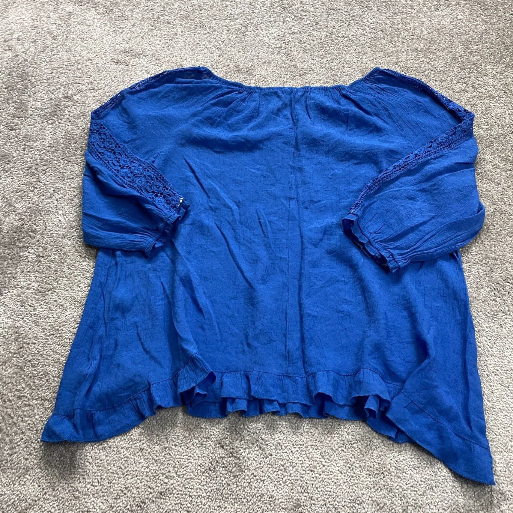 Nique Unique Spectrum Blouse Off the Shoulder Womens 2XL Royal Blue Knit 3/4 Sleeve Casual Shirt Top Lightweight Breathable Size XXL / US 16-18 / IT 52-54 - 2 Thumbnail