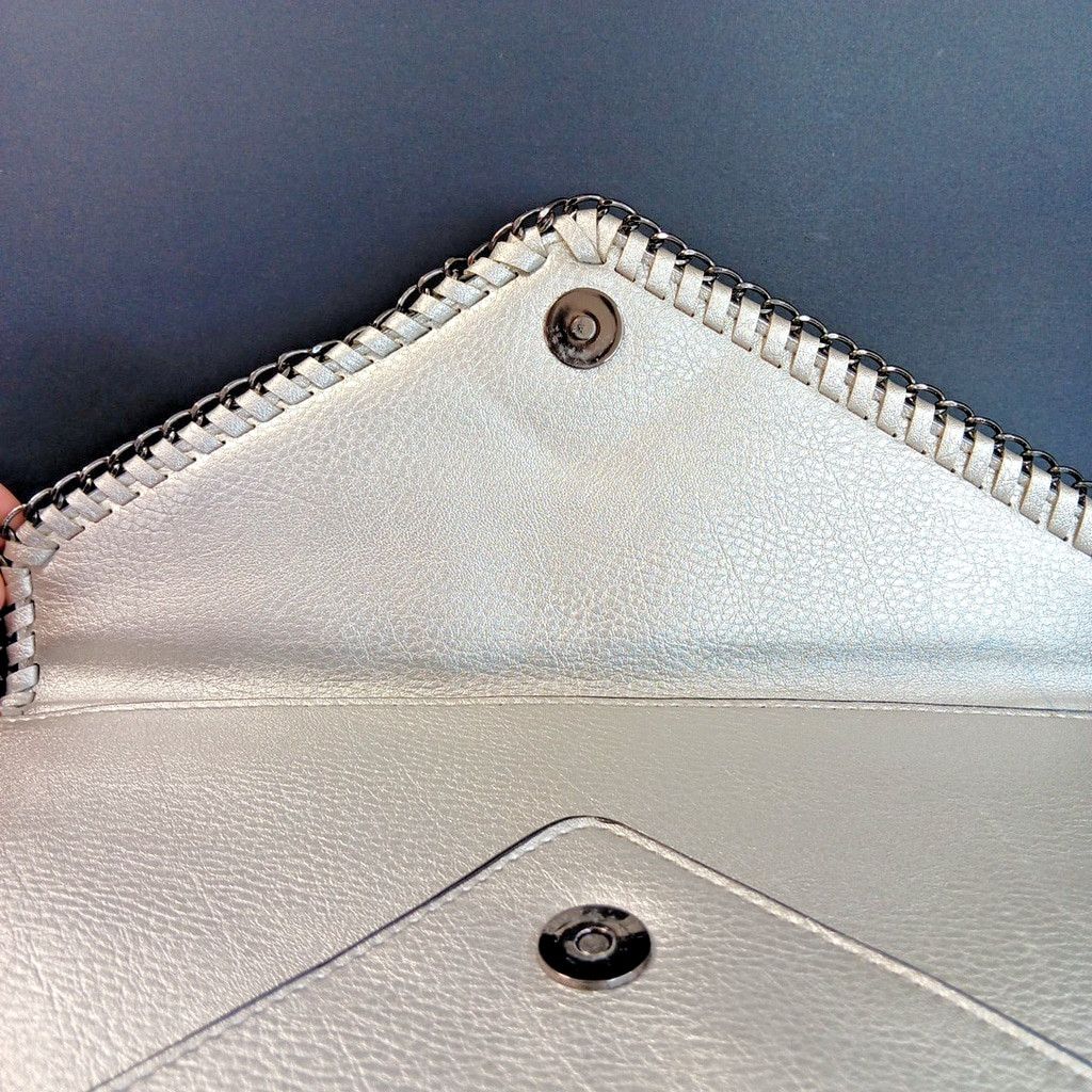 Lord & Taylor Rare Design Lab Lord And Taylor Envelope Purse Silver Size ONE SIZE - 5 Thumbnail
