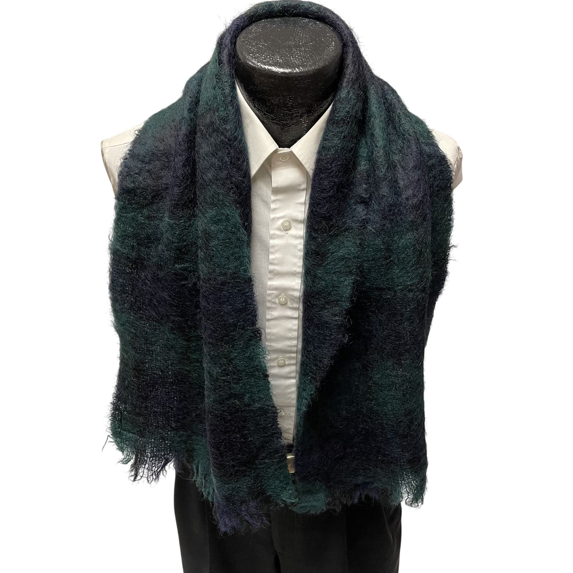 Other Green Blue Scotland TARTAN Wrap MOHAIR SCOTTISH Plaid Scarf Size ONE SIZE - 1 Thumbnail