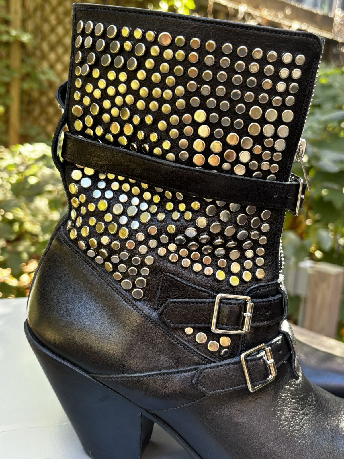 Celine SS19 Hedi Slimane Celine Studded Western Boots Size US 7 / EU 40 - 9 Thumbnail